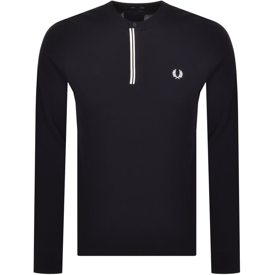Alternative Image for ProductFred Perry Henley Long Sleeved T Shirt Navy1